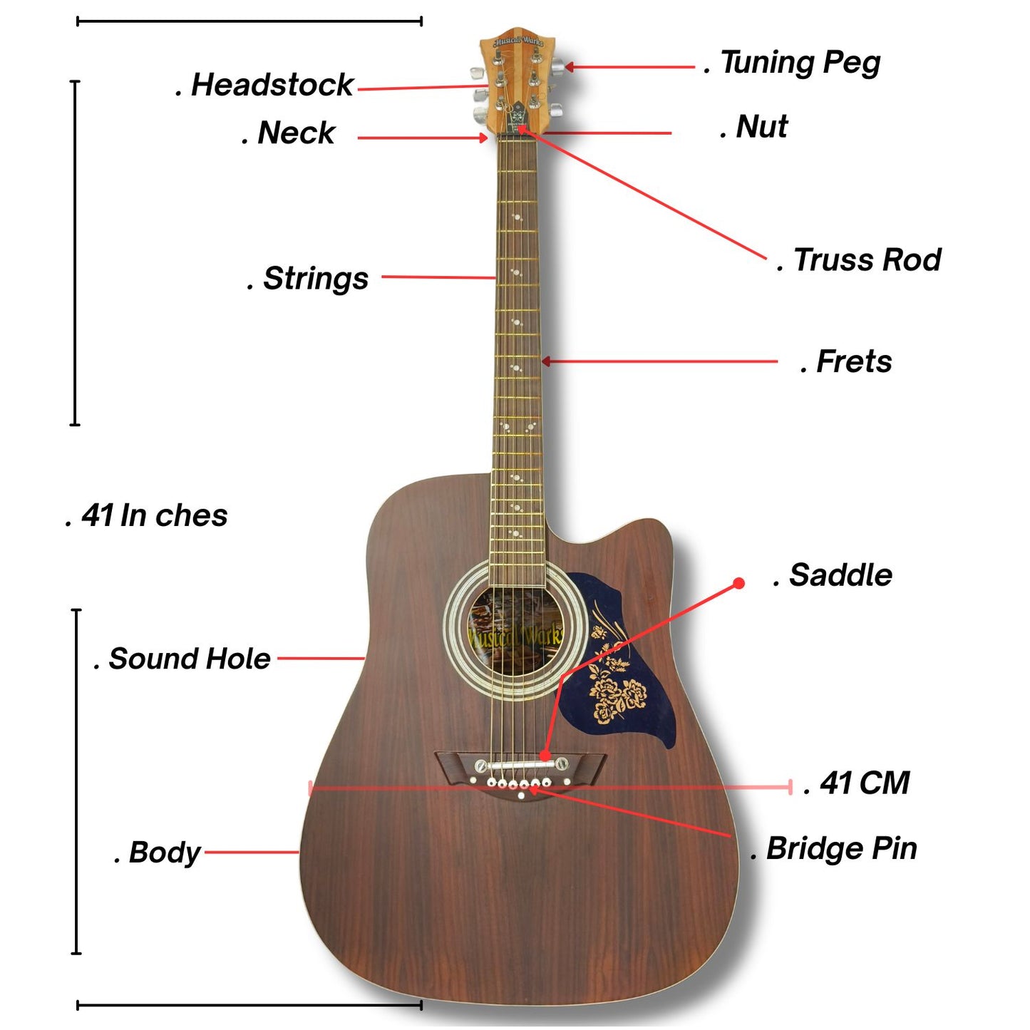 Musical Works 41" Rosewood Jumbo Acoustic Guitar – Professional Matte Finish