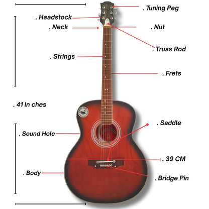 Musical Works 41" Full-Size Acoustic Guitar Starter Kit – Dreadnought Bundle with Gig Bag, Strap & Accessories