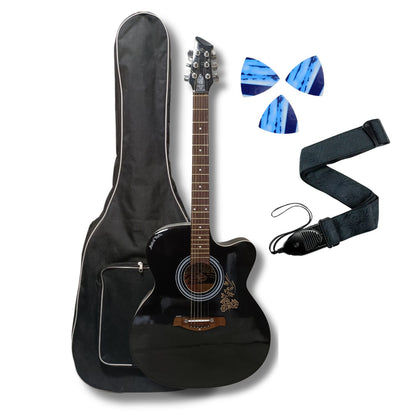 Musical Works SAB-GUITAR-21, 41-Inch Acoustic Guitar | Tun Top, Rosewood Fingerboard & Bridge | Truss Rod | Red-Brown Black  with Die Cast Keys, Set of Strings, Strap, Picks and Bag