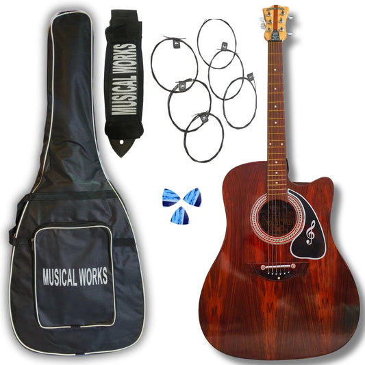Musical Works 41" Jumbo Acoustic Guitar – Professional Cutaway with Rich Wood Finish