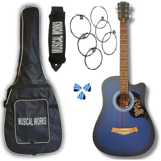 Musical Works 38" Acoustic Guitar – Midnight Blue Burst Matte Finish