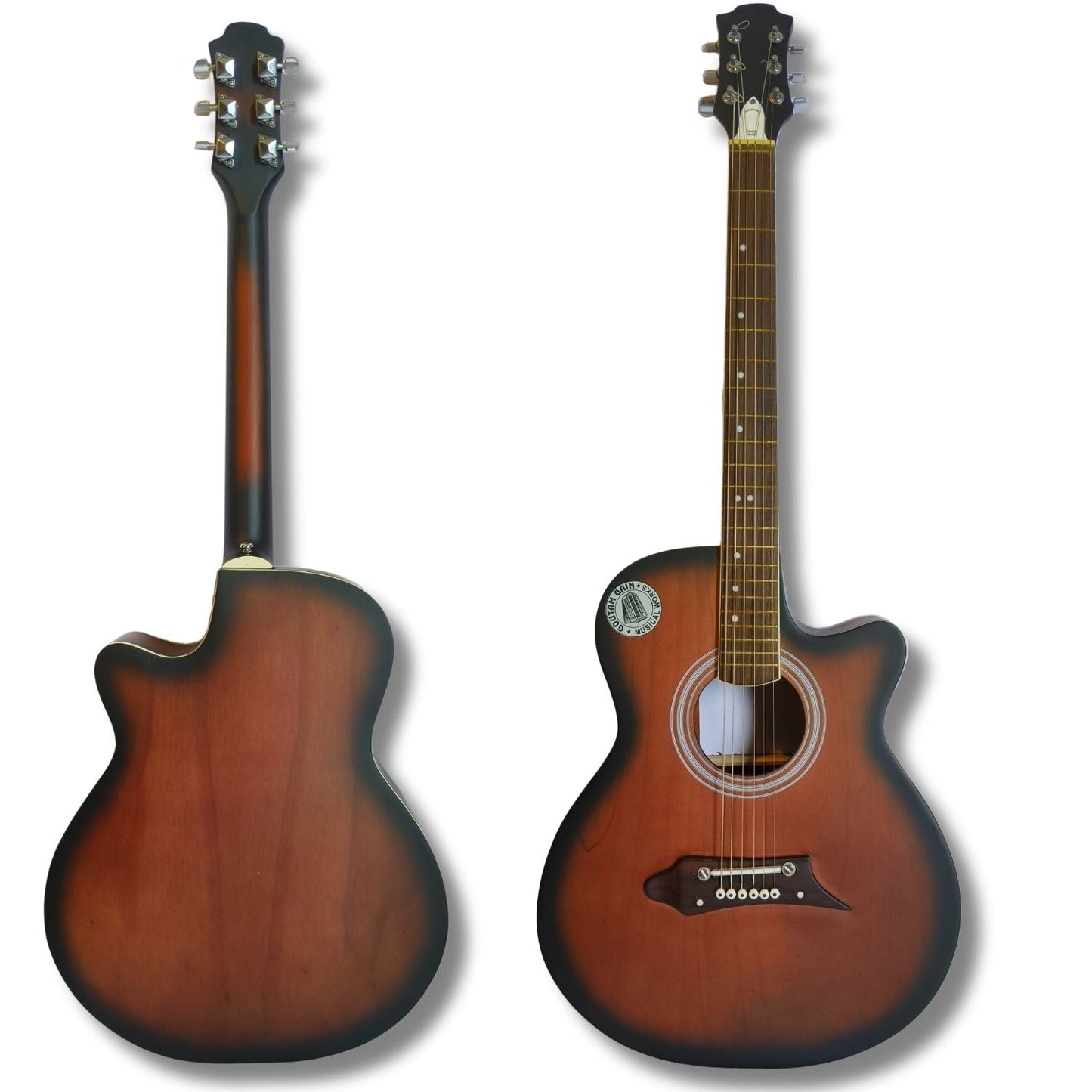 Musical Works SAB-GUITAR-25 41-Inch Acoustic Guitar | Tun Top, Rosewood Fingerboard & Bridge | Truss Rod |  Natural Black Shade  with Die Cast Keys, Set of Strings, Strap, Picks and Bag