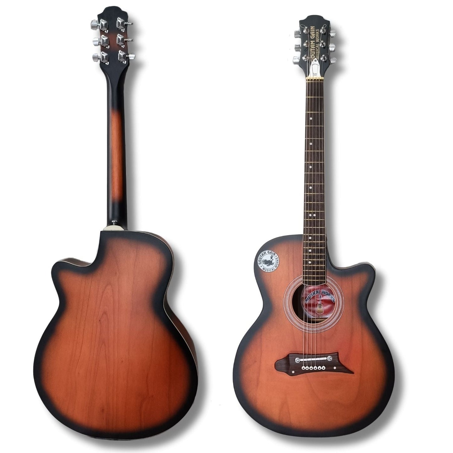 Musical Works SAB-GUITAR-19 41-Inch Acoustic Guitar | Spruce Top, Rosewood Fingerboard & Bridge | Truss Rod |  Nutural Black Shade  with Die Cast Keys, Set of Strings, Strap, Picks and Bag