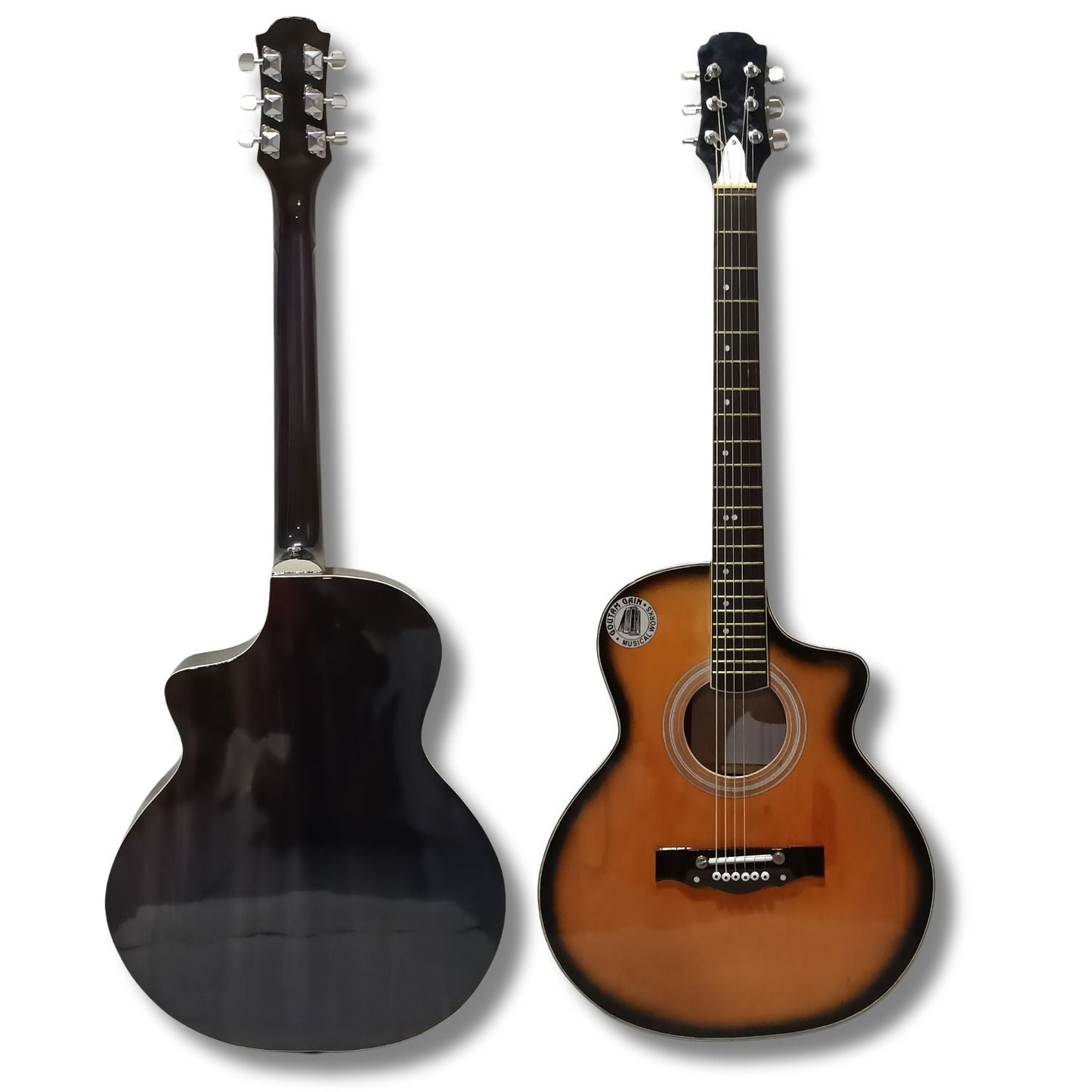 Musical Works SAB-GUITAR-14, 41-Inch Acoustic Guitar | Tun Top, Rosewood Fingerboard & Bridge | Truss Rod | Yellow Black Shade with Die Cast Keys, Set of Strings, Strap, Picks and Bag