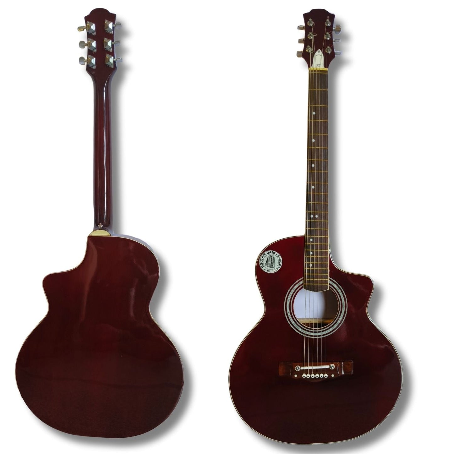 Musical Works SAB-GUITAR-24, 41-Inch Acoustic Guitar | Tun Top, Rosewood Fingerboard & Bridge | Truss Rod | Chocolate Shade with Die Cast Keys, Set of Strings, Strap, Picks and Bag