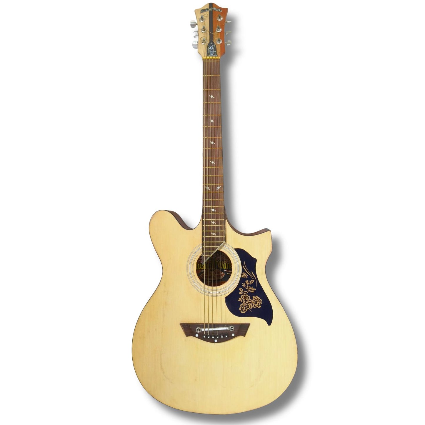 Musical Works 38" Acoustic Guitar Starter Kit - Natural Wood Finish with Gig Bag, Strap, and Picks