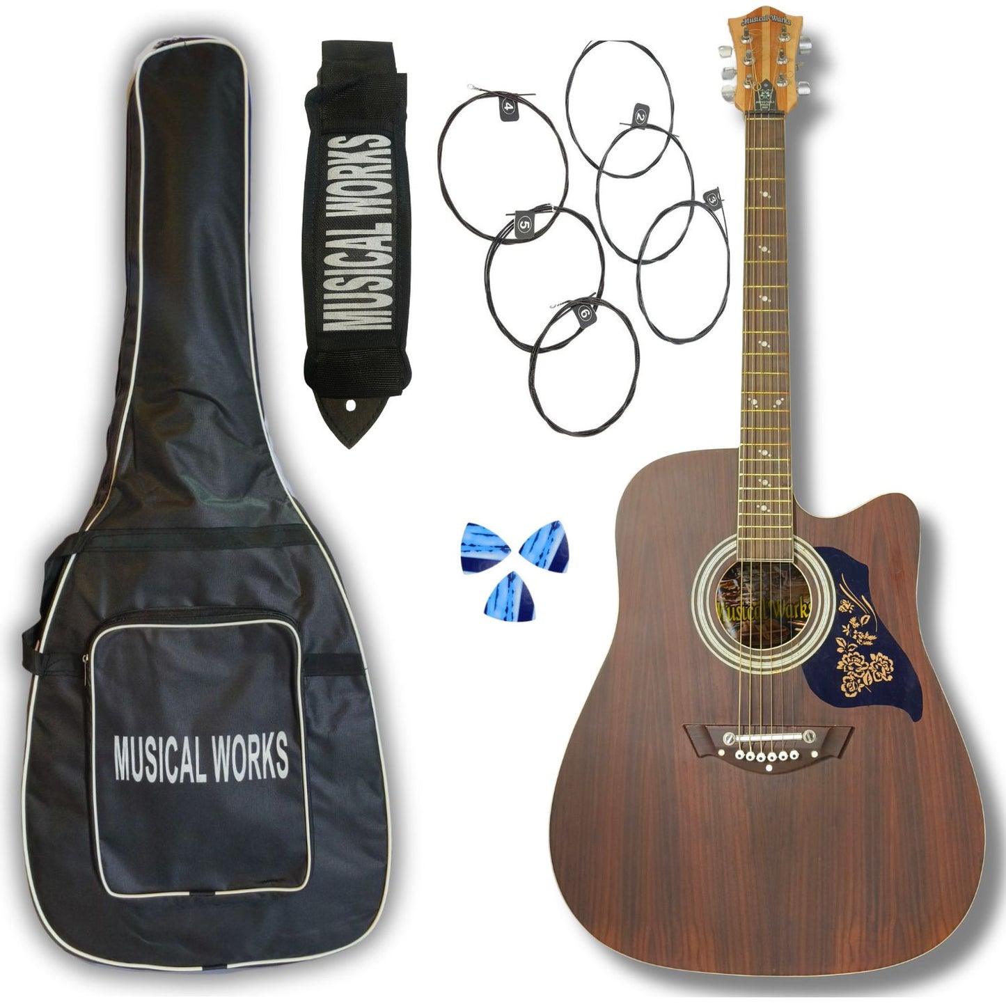Musical Works 41" Rosewood Jumbo Acoustic Guitar – Professional Matte Finish
