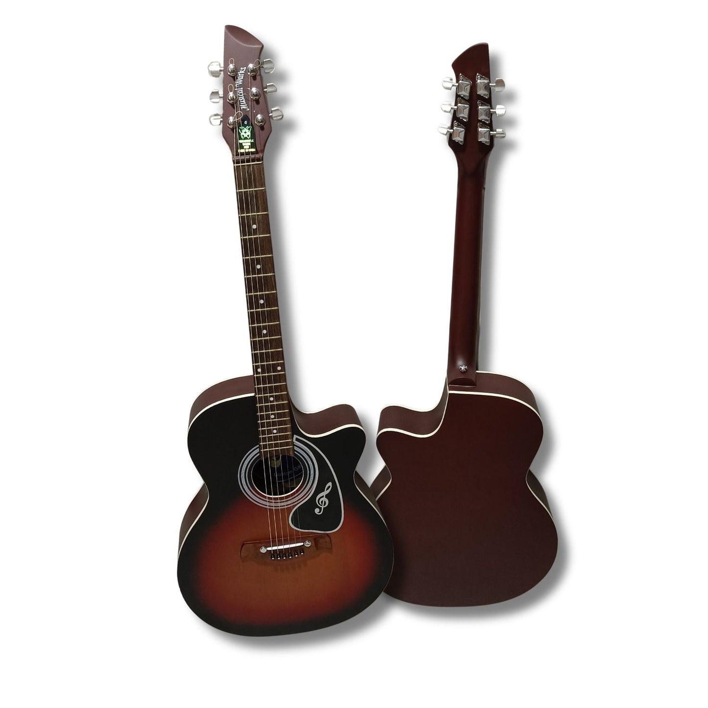 Musical Works SAB-GUITAR-21, 41-Inch Acoustic Guitar | Tun Top, Rosewood Fingerboard & Bridge | Truss Rod | Red-Brown Black  with Die Cast Keys, Set of Strings, Strap, Picks and Bag