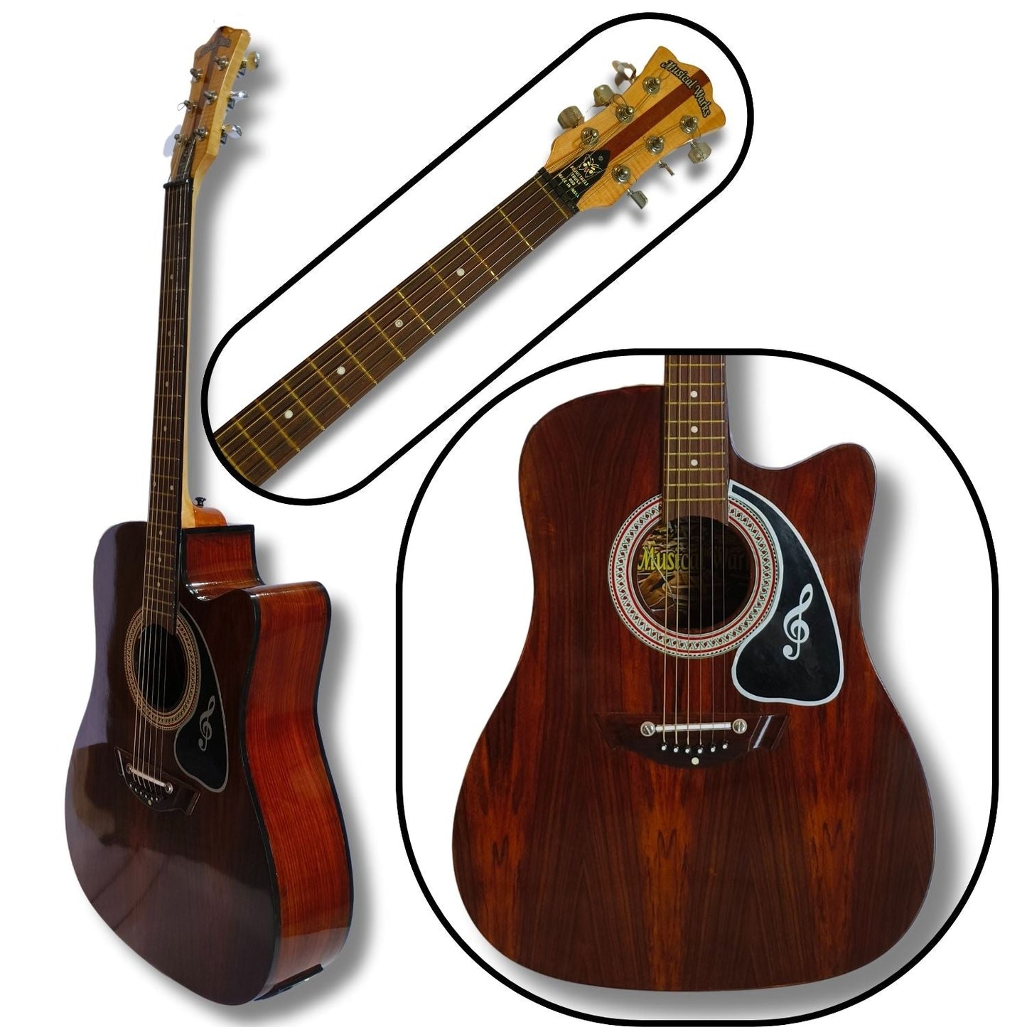 🎸 Musical Works SAB-GUITAR-27 Electro-Acoustic Guitar | Full Rosewood Body | Truss Rod | Built-in EQ Tuner | With EQ Controls
