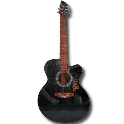 Musical Works 41" Full Size Acoustic Guitar Starter Kit - Black Cutaway Dreadnought with Gig Bag, Strap & Accessories.