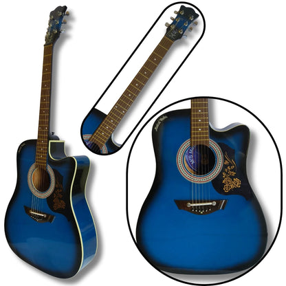 Musical Works SAB-GUITAR-26 41-Inch Acoustic Guitar | Spruce Top, Rosewood Fingerboard & Bridge | Truss Rod | Blue Black Shade  with Die Cast Keys, Set of Strings, Strap, Picks and Bag