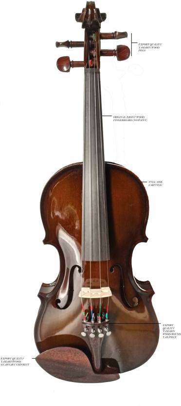 musical works Violin With Bow, Rosin, Hard Case 4/4 Semi- Acoustic Violin  (Brown Yes)
