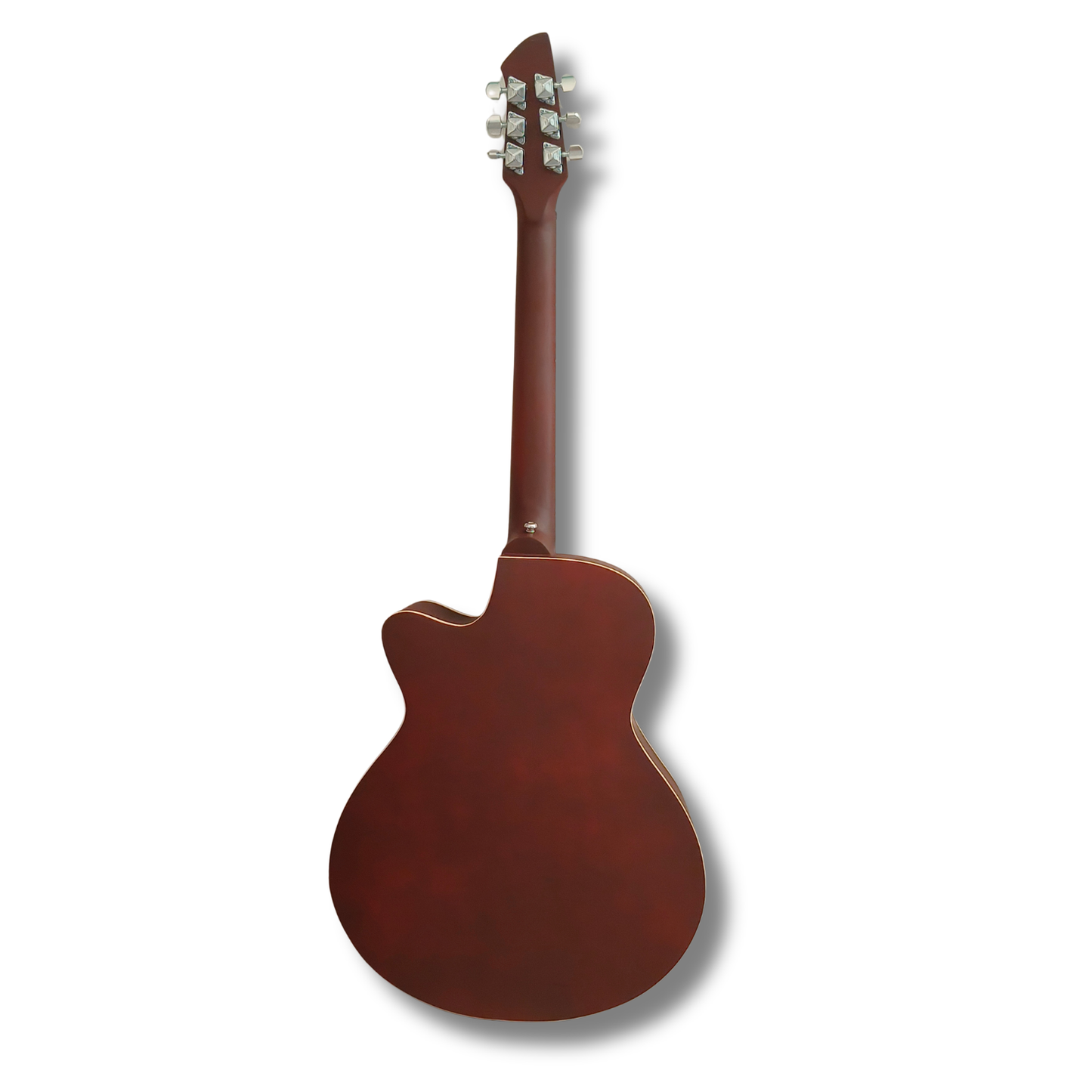 Musical Works SAB-GUITAR-01, 41-Zoll-Akustikgitarre | Gewölbte Decke, Palisandergriffbrett und -steg | Halsstab | Braun-schwarze Lackierung mit Druckgussmechaniken, Saitensatz, Gurt, Plektren und Tasche