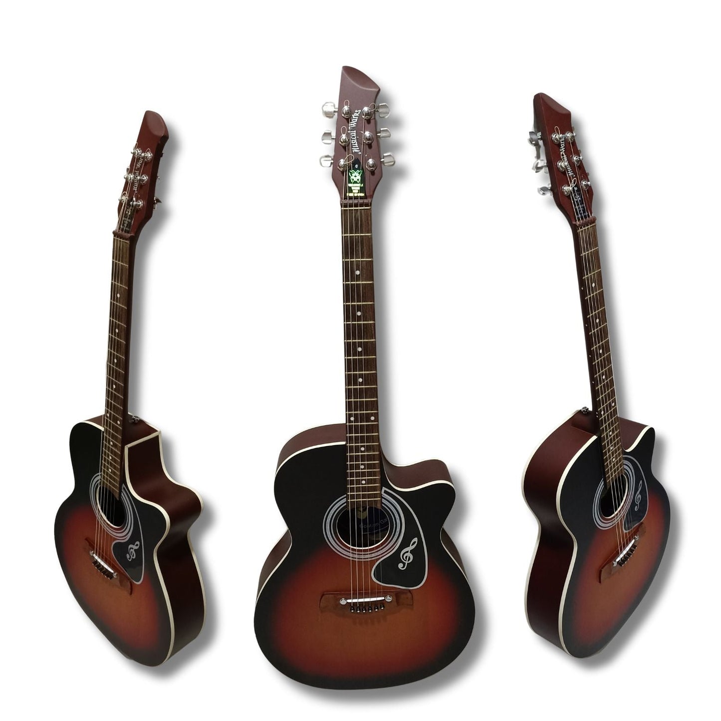 Musical Works SAB-GUITAR-01, 41-Inch Acoustic Guitar | Tun Top, Rosewood Fingerboard & Bridge | Truss Rod | Brown Black Shade with Die Cast Keys, Set of Strings, Strap, Picks and Bag