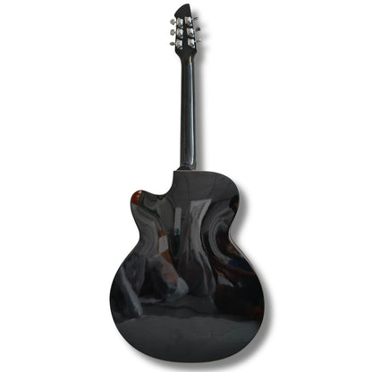 Musical Works 41" Full Size Acoustic Guitar Starter Kit - Black Cutaway Dreadnought with Gig Bag, Strap & Accessories.