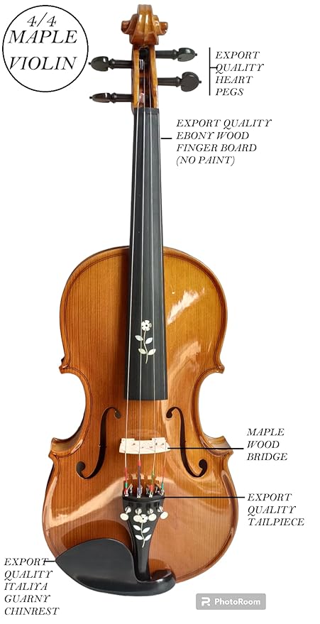 Musical Works "Profefessional Violin Kit for Aspiring Musicians - Handcrafted Sound, Friendly - Includes Bow, Case, and Accessories" (Violin 4/4 With Horse Hair)
