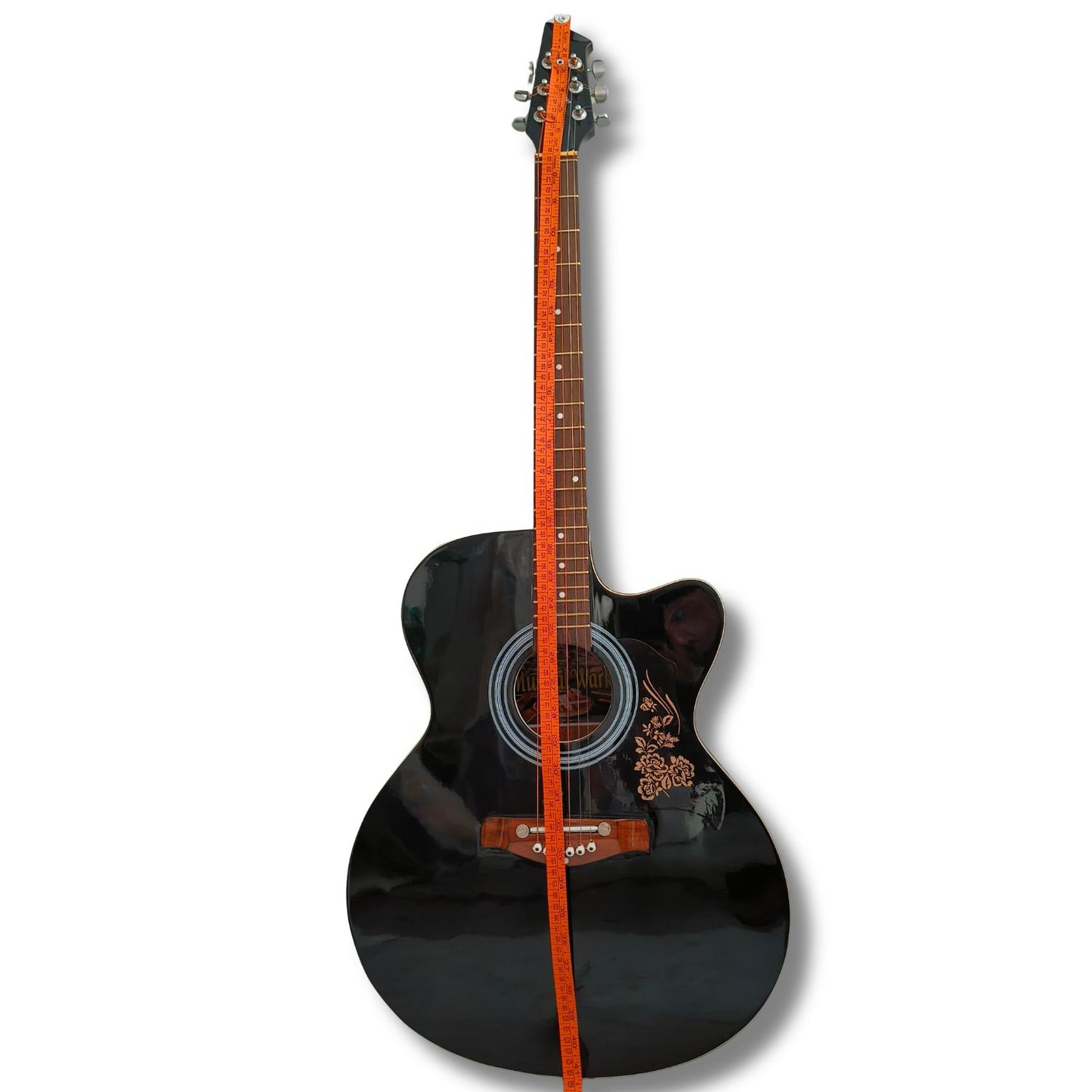 Musical Works 41" Full Size Acoustic Guitar Starter Kit - Black Cutaway Dreadnought with Gig Bag, Strap & Accessories.