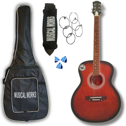 Musical Works 41" Full-Size Acoustic Guitar Starter Kit – Dreadnought Bundle with Gig Bag, Strap & Accessories