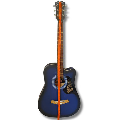 Musical Works 38-Inch Acoustic Guitar Starter Kit – Blue Sunburst Cutaway Design with Gig Bag, Strap, Strings, and Picks