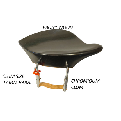Morawetz Violin Chinrest, Ebony Wood, Chromium Brackets, 4/4 Size
