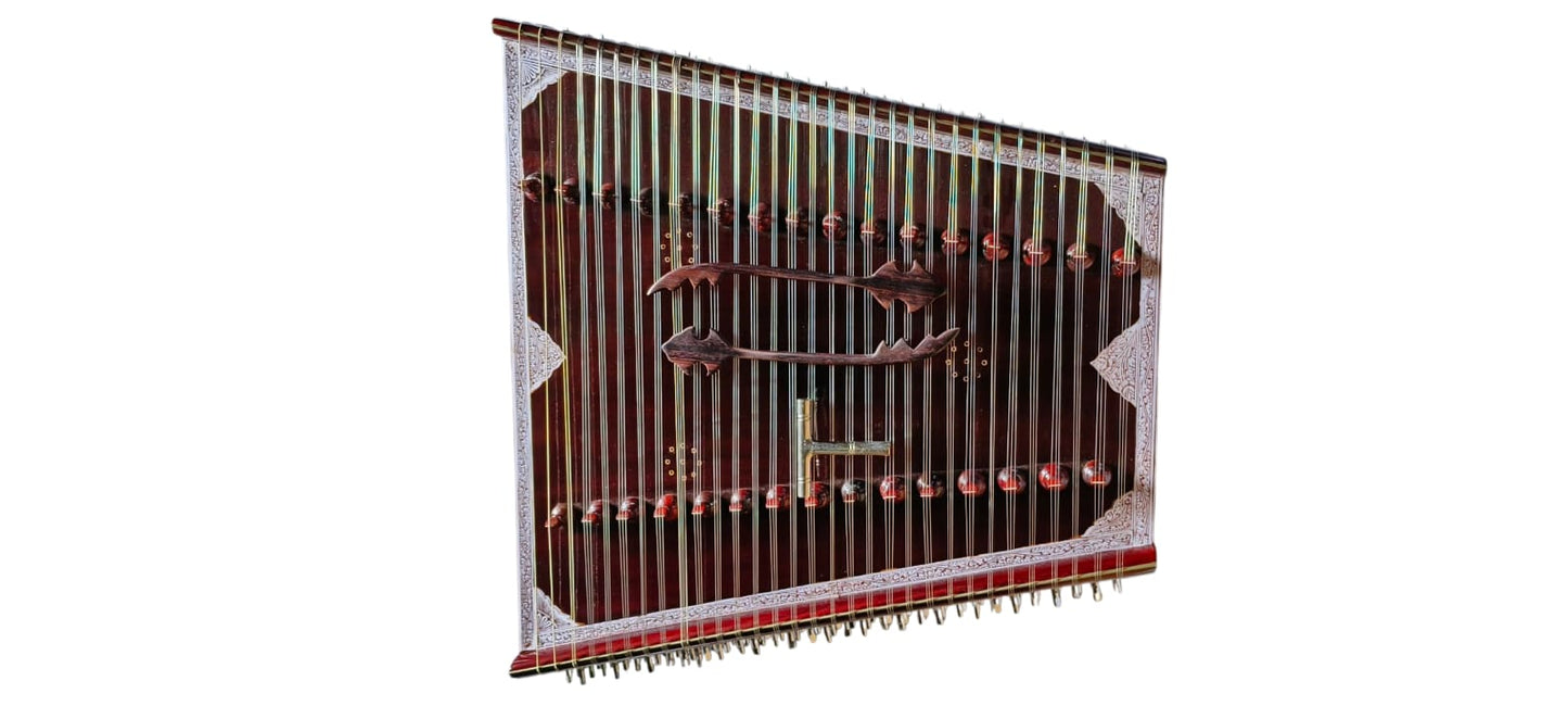 GOUTAM GAIN MUSICAL WORKS Santoor Professional Santur Walnussholz Saiten 93 Braun mit Faserbox