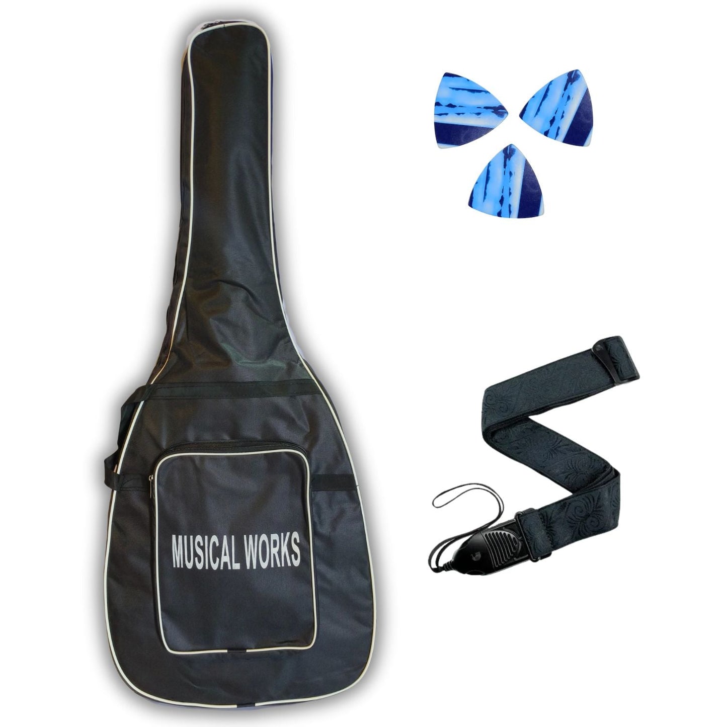 Musical Works SAB-GUITAR-24, 41-Inch Acoustic Guitar | Tun Top, Rosewood Fingerboard & Bridge | Truss Rod | Chocolate Shade with Die Cast Keys, Set of Strings, Strap, Picks and Bag