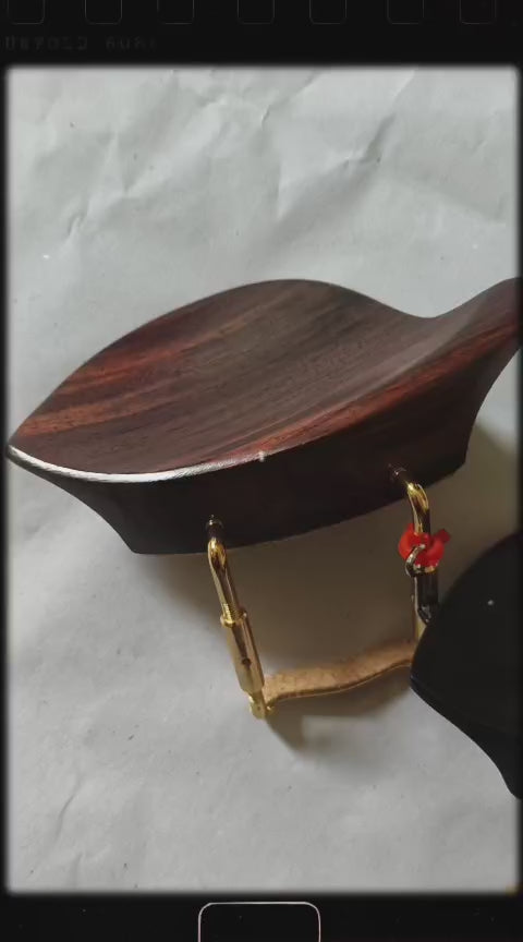 Morawetz Violin Chinrest, Ebony Wood, Chromium Brackets, 4/4 Size