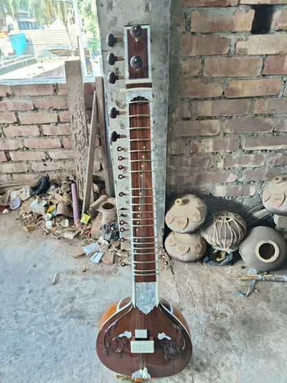 Ustad Vilayat Khan Style Sitar Tune Wood With Fiber Box Mizrabs Extra String